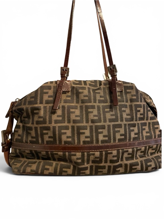 Fendi Handbags - Fendi Zucca Canvas Shoulder Bag in Brown